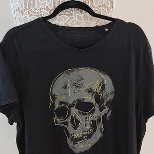 John Varvatos Black and Gold Skull Tee